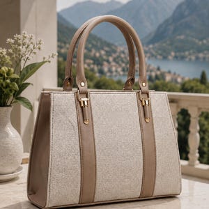 Textured Satchel Handbag | Structured Vegan Leather Tote Purse, Medium Everyday Shoulder Bag