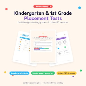 Kindergarten 1st Grade Placement Tests | Readiness Assessment (PDF Download)