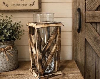 Handcrafted Wooden Pillar Candle Holder/Vase