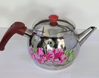 Vintage Demsan Teapot - With Lid - Handpainted Floral Design