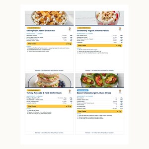 Rezeptkarten für Typ-1-Diabetes, 50 druckbare kohlenhydratarme Snacks und Mahlzeiten für Kinder mit Kohlenhydratangaben, Englisch und Spanisch Bild 3