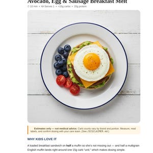 Type 1 Diabetes Cookbook for Kids, 50 Low Carb Recipes with Carb Counts, Printable PDF image 1
