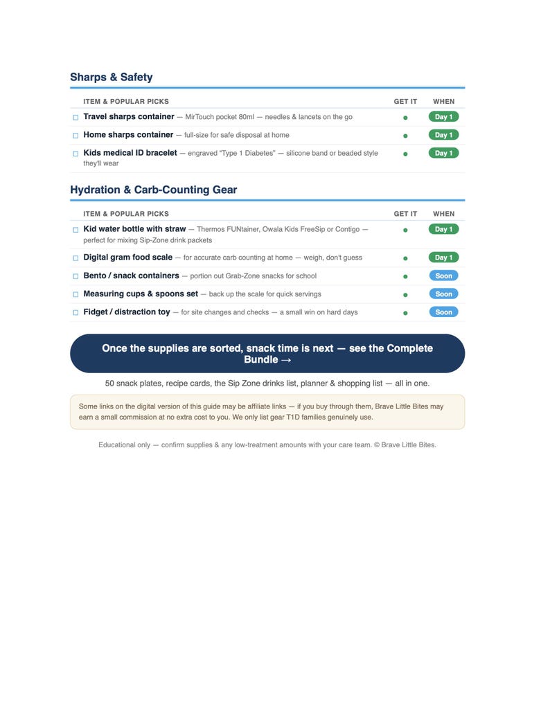 Kit de inicio para personas recién diagnosticadas con diabetes tipo 1: lista de verificación imprimible para padres de la primera semana de la diabetes tipo 1. imagen 7