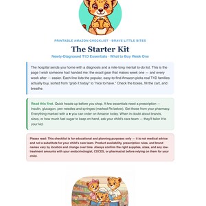 Kit de inicio para personas recién diagnosticadas con diabetes tipo 1: lista de verificación imprimible para padres de la primera semana de la diabetes tipo 1. imagen 1