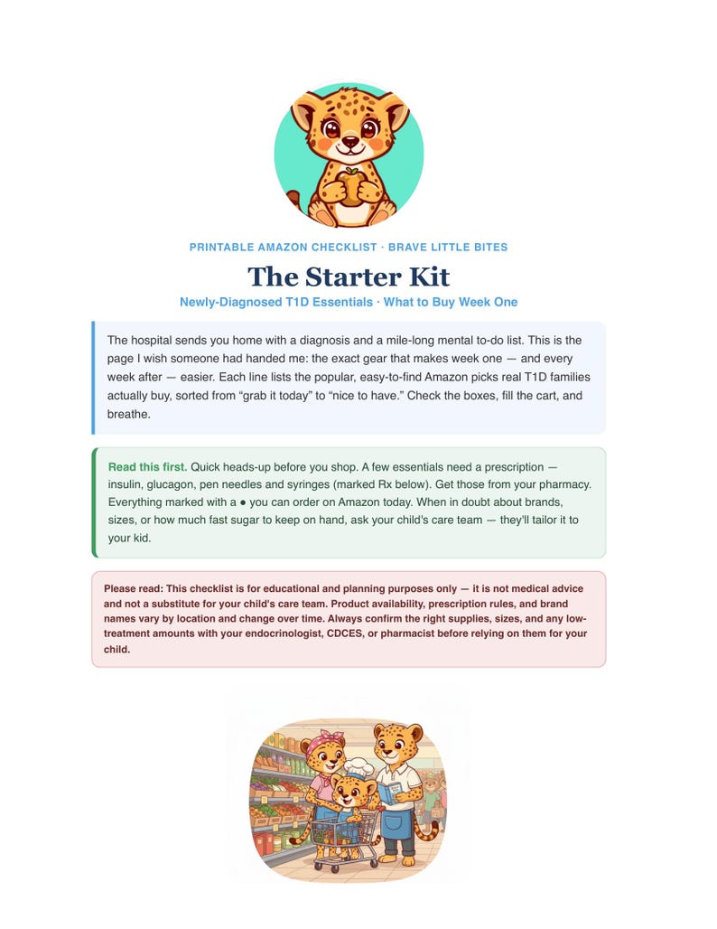 Kit de inicio para personas recién diagnosticadas con diabetes tipo 1: lista de verificación imprimible para padres de la primera semana de la diabetes tipo 1. imagen 1