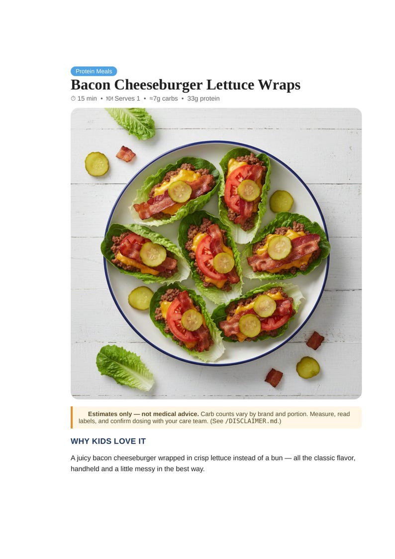 Type 1 Diabetes Cookbook for Kids, 50 Low Carb Recipes with Carb Counts, Printable PDF image 5
