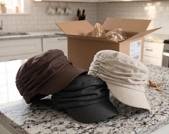 Gorra estilo Newsboy de lino plisado vintage para mujer, sombrero transpirable para el sol en verano, regalo para el Día de la Madre, regalo perfecto para mamá, esposa o amiga.
