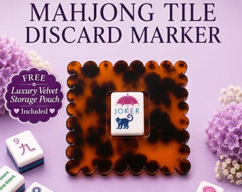 Tortoiseshell Scalloped Acrylic Mahjong Discard Marker, American Mahjong Accessory