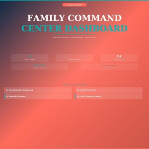 Tableau de bord du centre de commandement familial | Agenda hebdomadaire, calendrier, liste de tâches (téléchargement numérique)