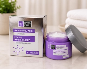 Global Beauty Care Hyaluronic Acid Skin Cream Moisturizer Hydrating Face Cream with Hyaluronic Acid 1.7 oz 50ml