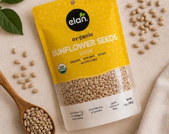 Elan Organic Raw Sunflower Seeds 7 oz, USDA Organic Non-GMO Vegan Gluten Free Healthy Snack & Baking Ingredient