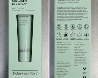 Global Beauty Care Smooth & Lift Collagen Eye Cream Peptides Hyaluronic Acid Squalane Under Eye Treatment 0.5 oz