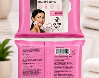 Global Beauty Care Collagen Cleansing Cloths 25 Count Facial Wipes Makeup Remover Hydrating Skincare Travel Pack