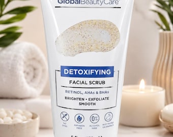 Global Beauty Care Detoxifying Facial Scrub with Retinol AHA BHA, Exfoliating Face Scrub, Brightening Skincare, 5 oz