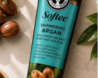Softee Shimmering Argan Oil for Hair Body & Scalp 1.5 oz, Moisturizing Argan Oil Treatment, Single Tube