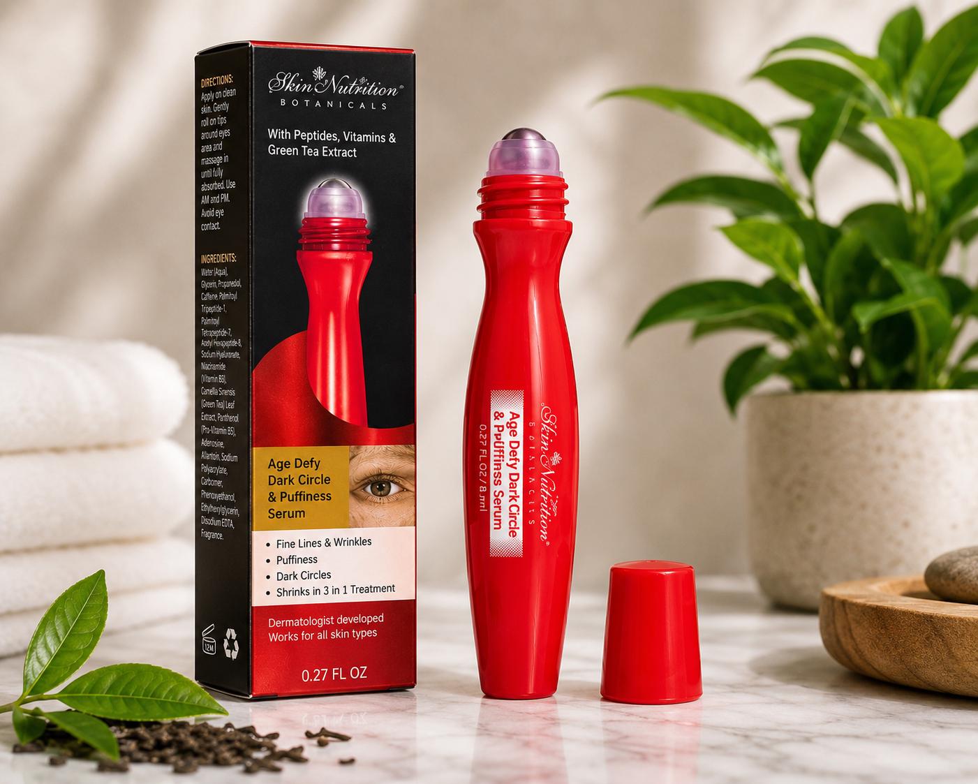 Skin Nutrition Botanicals Age Defy Dark Circle & Puffiness Eye Serum 0.27 oz, Under Eye Roller for Fine Lines and Wrinkles