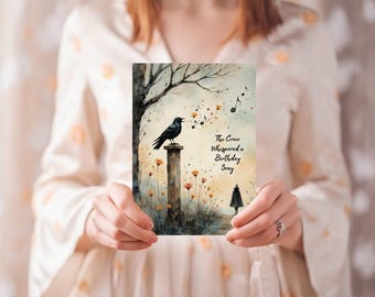 Crow Birthday Card: Whimsical Dark Forest Illustration