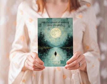 Moonlit River Sympathy Card, Bereavement Card, Loss Of Loved One