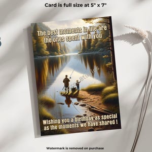 Tarjeta de cumpleaños digital emotiva para papá o abuelo, recuerdos de pesca, tarjeta imprimible para el Día del Padre o cumpleaños.