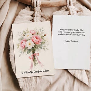 Daughter-in-Law Birthday Card, Floral Bouquet, Printable Greeting Card, Special Day Gift, DIY 5x7 Card, Instant Download, Digital Card