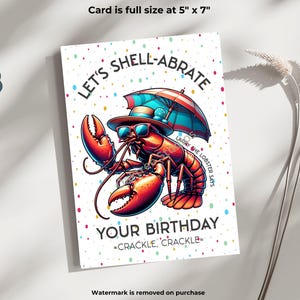 Cartão de aniversário exclusivo inspirado em animais para impressão, mensagem peculiar, Larry, a lagosta, cartão hilário para amigo