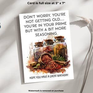 Carte d'anniversaire drôle pour vieillir, téléchargement numérique sarcastique, carte imprimable humour vieillissant, carte blague sur la colline, assaisonnement épicé