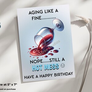 Impression vieillissante comme du bon vin, carte d'anniversaire drôle pour vieillir, téléchargement numérique sarcastique, carte imprimable humour vieillissant, carte Over the Hill