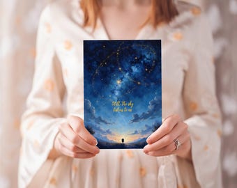 Celestial Anniversary Card, Romantic Starry Night Greeting