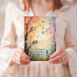 Folk Art Songbird Birthday Card: Whimsical Musical Design