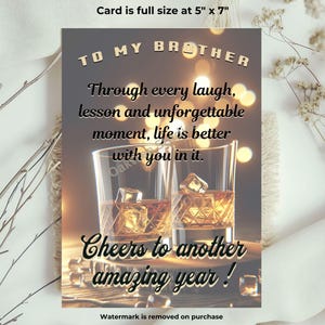Carte d'anniversaire imprimable pour frère, téléchargement immédiat, carte d'anniversaire bien pensée pour frère, gratitude et souvenirs, carte de voeux numérique
