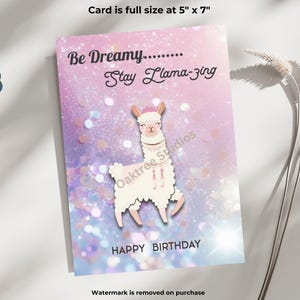 Printable Happy Birthday Card with Llama - Stay Llama-zing Design - Printable Digital File, Happy Birthday