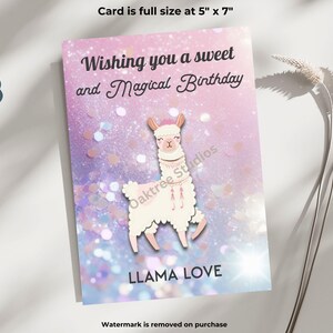 Printable Happy Birthday Llama Card Llama - Wishing you a sweet and magical birthday, Printable Digital File, Happy Birthday Llama Love