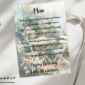 Mom Geburtstagskarte aus US, Garten - Herzliche Nachricht für Mama - Digitaler Download, von Schwiegersohn/Tochter, Schwiegertochter/Sohn, Paar
