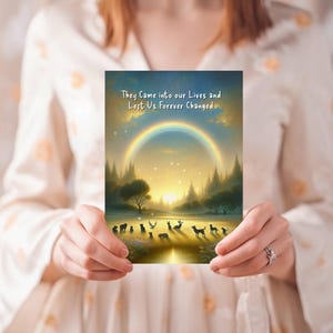 Pet Loss Sympathy Card Digital Download, Rainbow Bridge Grief Card, Printable Memorial Card for Loss of Dog, Cat, or Any Animal Companion