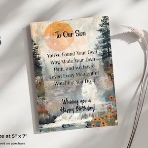 Cartão de aniversário para filho - sincero e sentimental, download digital, cartão instantâneo para filho, presente para filho, cartão de feliz aniversário para filho, criou seu próprio caminho