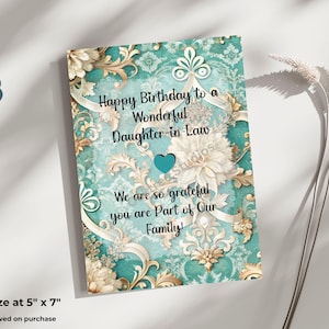 Cartão de aniversário emocionante para nora, download digital, cartão para impressão com mensagem carinhosa sobre o quão especial ela é, estilo rococó