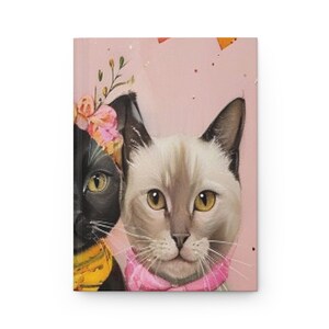 Cat Journal, Painted Cats Notebook, Cat Lover Gift, Cute Cat Hardcover Journal, Kitty Notebook, Cat Mom Gift