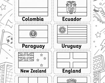 Banderas para colorear de la Copa Mundial de la FIFA 2026 – Todas las naciones clasificadas (Descarga digital)