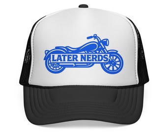 MotoStash "Later Nerds" Cruiser Collection Trucker Hat | Classic Motorcycle Mesh Cap