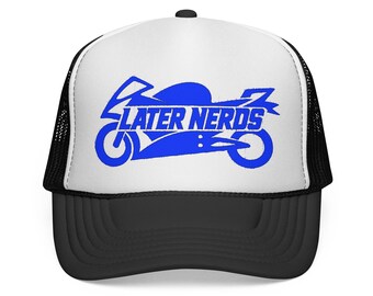 Later Nerds Heritage Trucker Hat | Motorcycle Lifestyle Snapback | Rider Mesh Cap