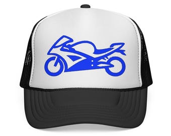 MotoStash Heritage Trucker Hat | Embroidered Sportbike Snapback | Motorcycle Lifestyle Cap