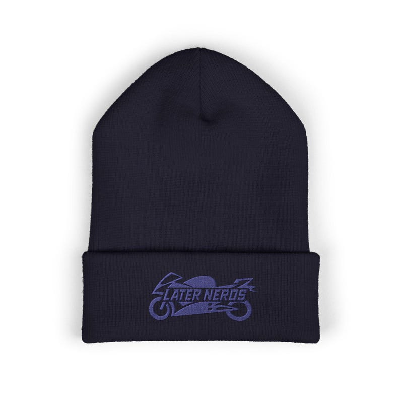 Later Nerds Heritage Beanie | Embroidered Motorcycle Beanie | Rider Winter Hat