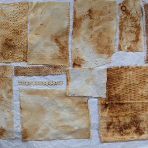 Pacote de tecido tingido com ferrugem para arte, artesanato, ponto lento, diários, confecção de colchas