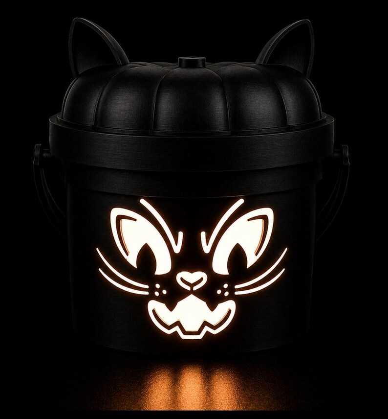 Night Prowler | Cat Halloween Light Up Bucket | Spooky Halloween Decor image 2