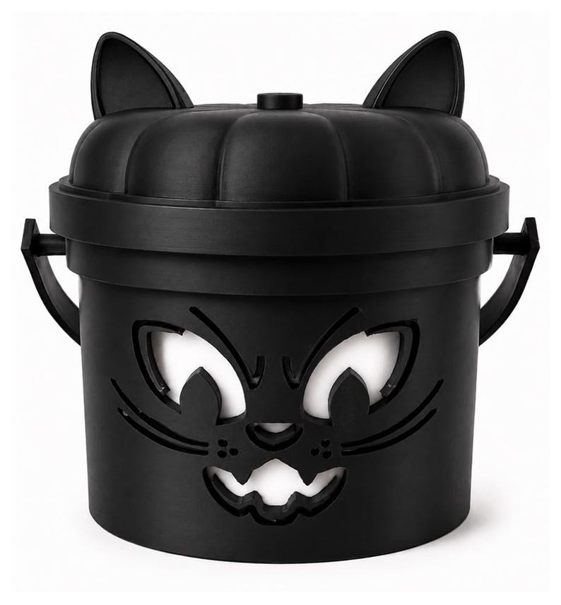 Night Prowler | Cat Halloween Light Up Bucket | Spooky Halloween Decor image 1