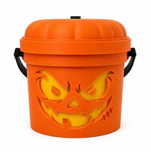 Grin Reaper | Pumpkin Halloween Light Up Bucket | Scary Halloween Decor