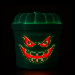Ghostly Grin | Ghost | Halloween Light Up Bucket | Creepy Halloween Decor image 2