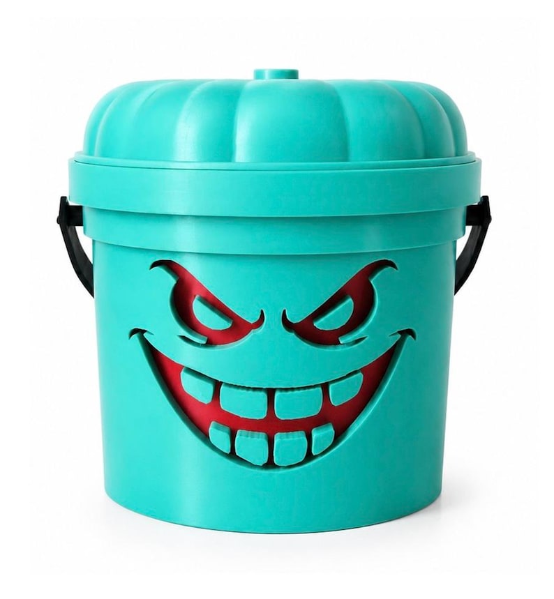 Ghostly Grin | Ghost | Halloween Light Up Bucket | Creepy Halloween Decor image 1