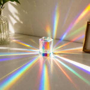 Hexagon Kristall Solfångare Prisma – Regnbågstillverkare Fönsterhängande Ornament, Handgjord Energikristalldekor Presentask för Hem & Meditation Gåva