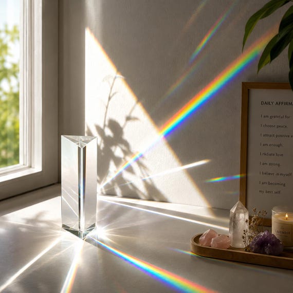 Crystal Prism Rainbow Maker,Crystal Suncatcher Gift,Window Sun Catcher, Positive Energy Decor,Meditation Gift,Boho Home Decor,Housewarming